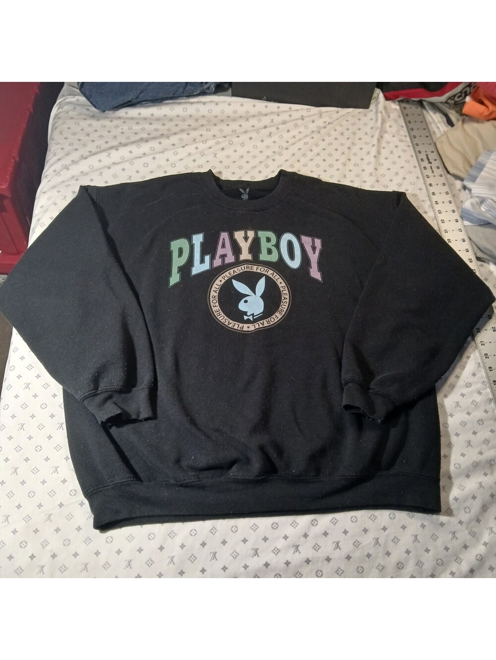 Playboy Black Crewneck Sweatshirt XL Pastel Logo Graphic Streetwear Y2K